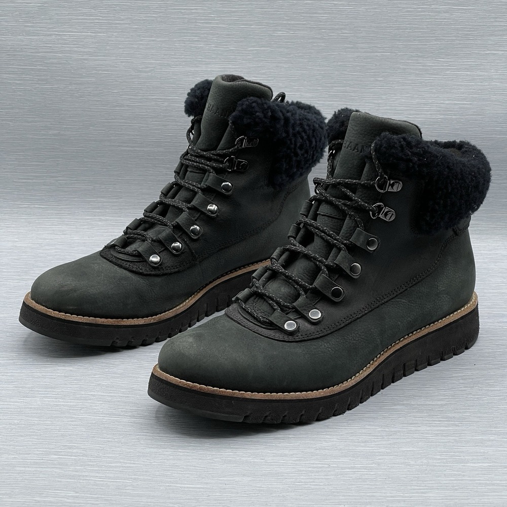 Cole Haan Grandexplore Women's 8 Boots Green Black Leatherβ Waterproof Ankle